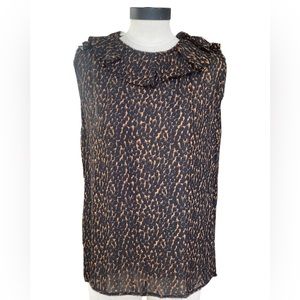 LANVIN Hiver 2010 Leopard Print Sleeveless Blouse,  French Size 42/ American 10